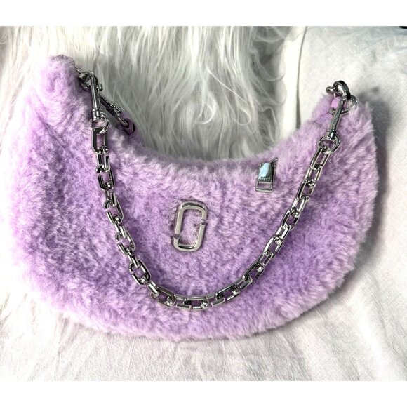 Marc Jacobs Teddy Curve Bag Lilac Shoulder Bag With Silver‎ Chain - Picture 2 of 6